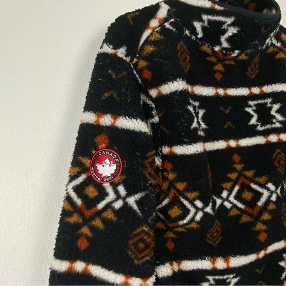 Canada Weather Gear Womens XL Black 1/4 Zip Sherpa Sweatshirt Aztec Tribal Comfy - Picture 6 of 14